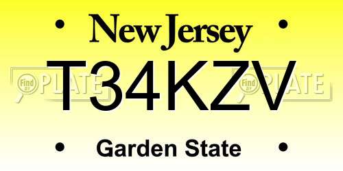 T34KZV New Jersey License Plate