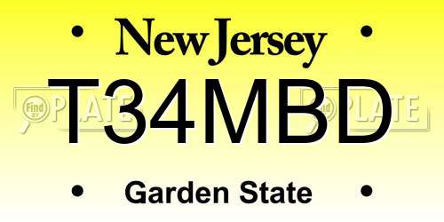 T34MBD New Jersey License Plate