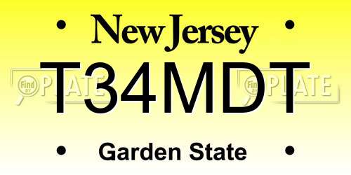 T34MDT New Jersey License Plate