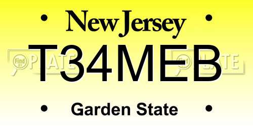 T34MEB New Jersey License Plate