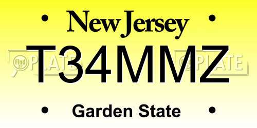 T34MMZ New Jersey License Plate