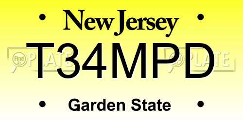 T34MPD New Jersey License Plate