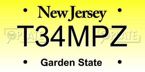 T34MPZ New Jersey License Plate