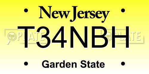 T34NBH New Jersey License Plate