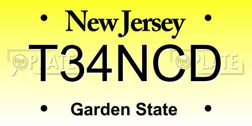 T34NCD New Jersey License Plate
