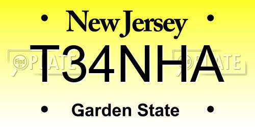 T34NHA New Jersey License Plate