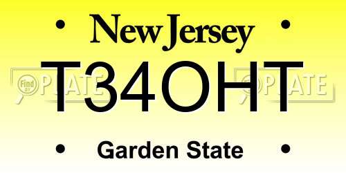 T34OHT New Jersey License Plate