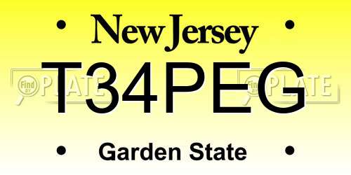T34PEG New Jersey License Plate