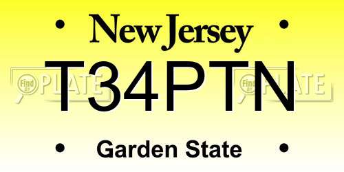 T34PTN New Jersey License Plate