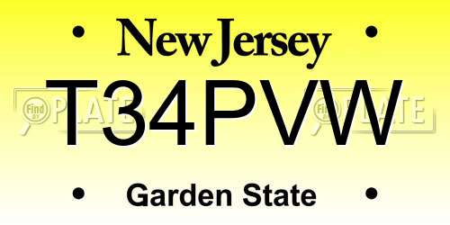 T34PVW New Jersey License Plate