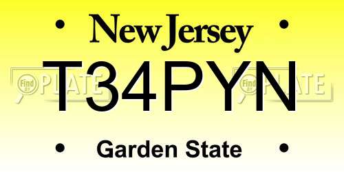T34PYN New Jersey License Plate