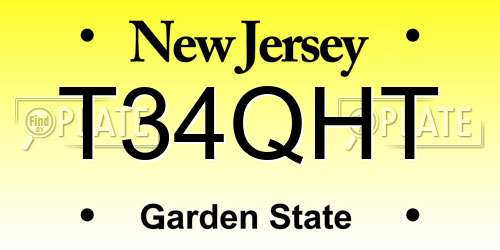 T34QHT New Jersey License Plate