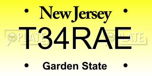 T34RAE New Jersey License Plate