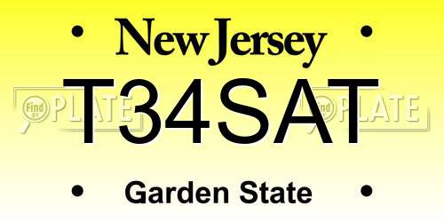 T34SAT New Jersey License Plate