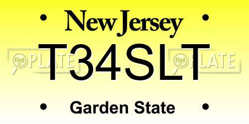T34SLT New Jersey License Plate