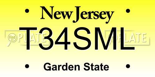 T34SML New Jersey License Plate