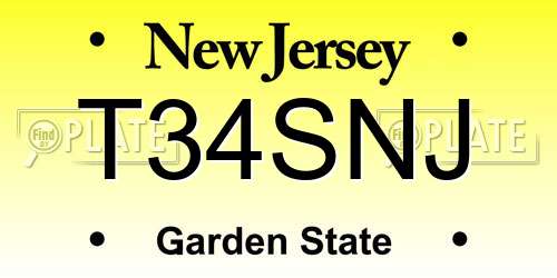 T34SNJ New Jersey License Plate
