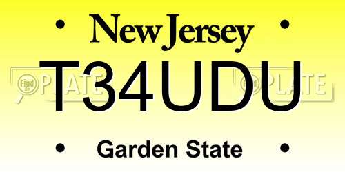 T34UDU New Jersey License Plate