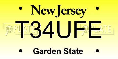 T34UFE New Jersey License Plate