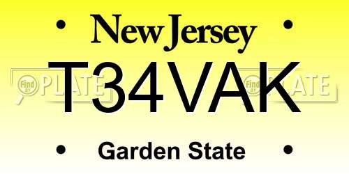 T34VAK New Jersey License Plate