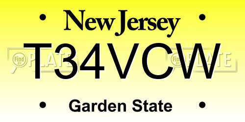 T34VCW New Jersey License Plate