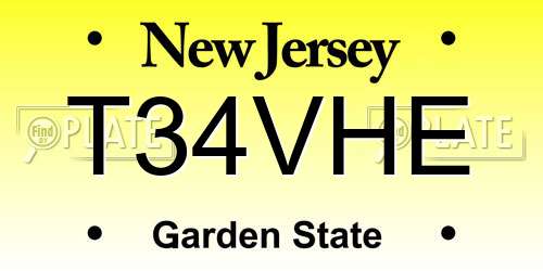 T34VHE New Jersey License Plate