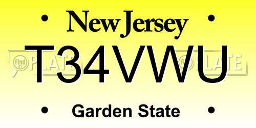 T34VWU New Jersey License Plate