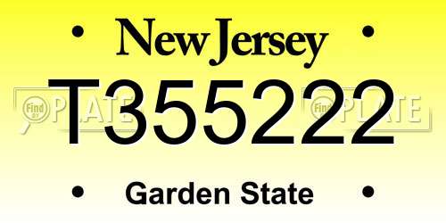 T355222 New Jersey License Plate