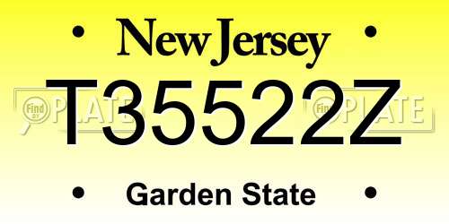 T35522Z New Jersey License Plate