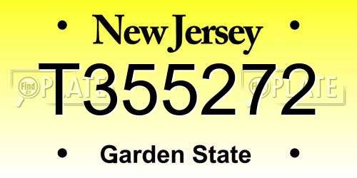 T355272 New Jersey License Plate