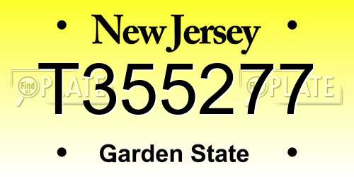 T355277 New Jersey License Plate