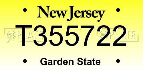 T355722 New Jersey License Plate