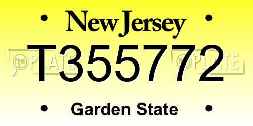 T355772 New Jersey License Plate