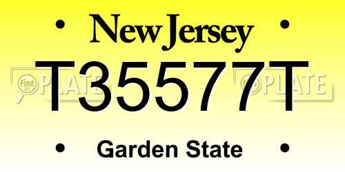 T35577T New Jersey License Plate