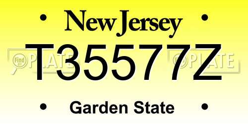 T35577Z New Jersey License Plate
