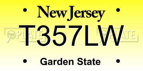 T357LW New Jersey License Plate