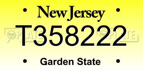 T358222 New Jersey License Plate