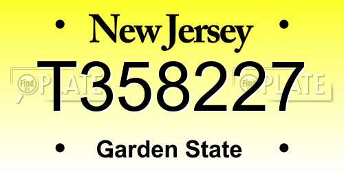 T358227 New Jersey License Plate