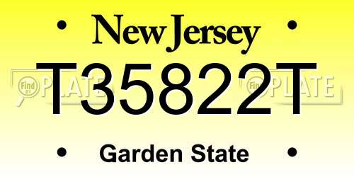 T35822T New Jersey License Plate
