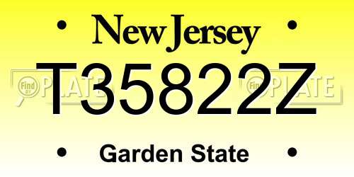 T35822Z New Jersey License Plate