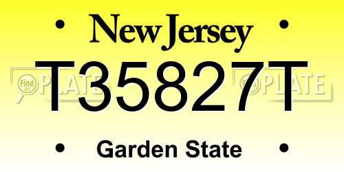 T35827T New Jersey License Plate