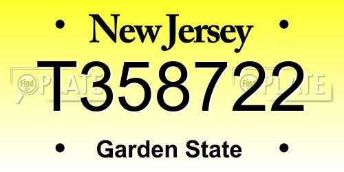 T358722 New Jersey License Plate