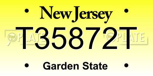 T35872T New Jersey License Plate