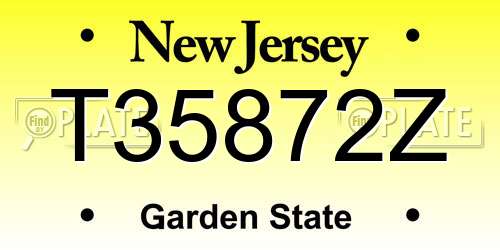 T35872Z New Jersey License Plate