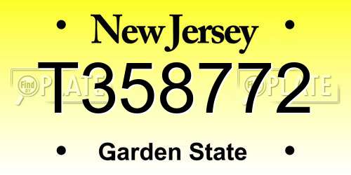 T358772 New Jersey License Plate