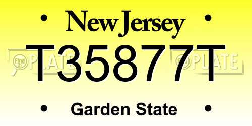 T35877T New Jersey License Plate