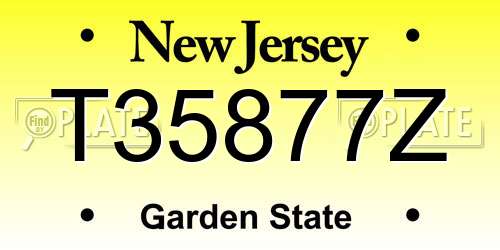 T35877Z New Jersey License Plate