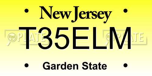 T35ELM New Jersey License Plate