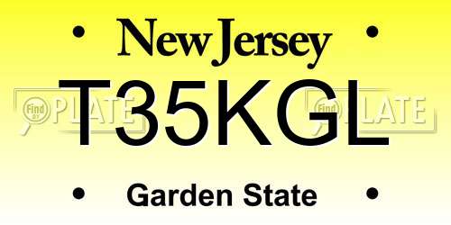 T35KGL New Jersey License Plate