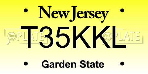 T35KKL New Jersey License Plate